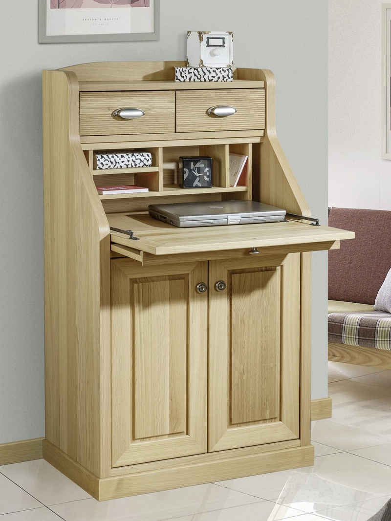 YourMoebel Sekretär »Lord« (Möbelstück, bereits montiert), Home Office auf kleinstem Raum, Modell 3581, Teilmassiv in 4 verschiedenen Holzfarbtönen, platzsparender Arbeitsplatz für alle Räumlichkeiten