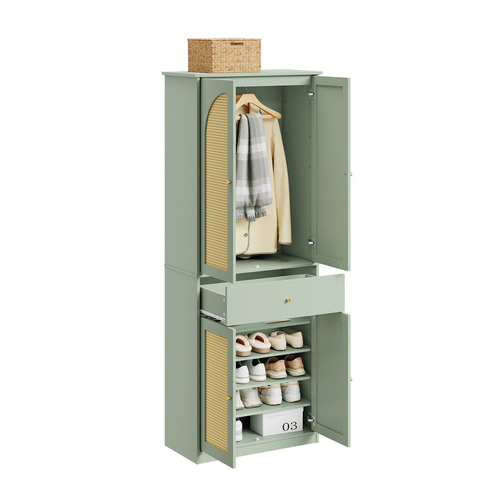 SoBuy Kleiderschrank FSB107, Schlafzimmerschrank, Garderobe, Schrank, für Schlafzimmer Flur Garderobenschrank mit 4 Türen, 1 Schublade und 5 verstellbaren Böden