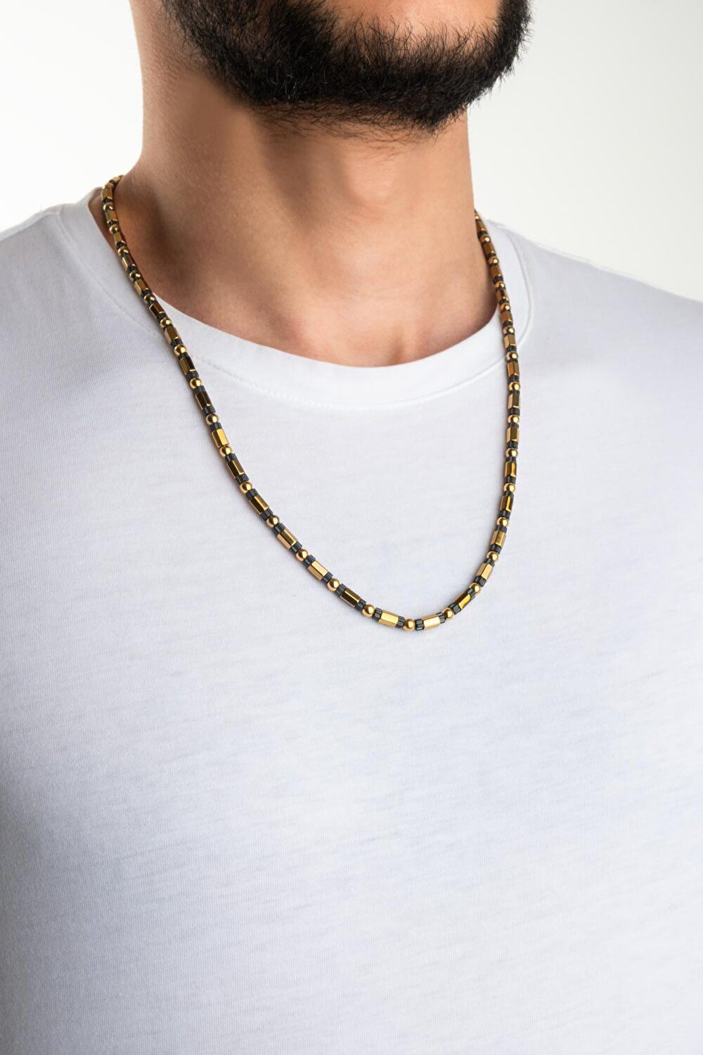 So CHIC... Halsreif Silberner Herren-Halskette mit Hämatit 65cm