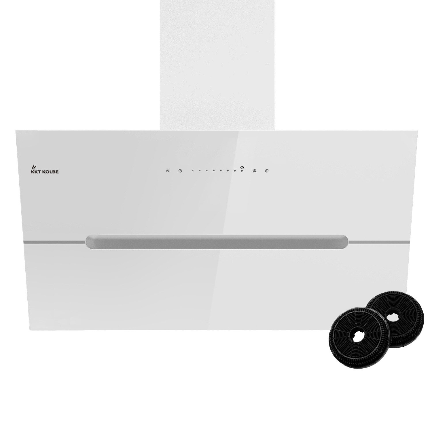 KKT KOLBE Wandhaube Dunstabzugshaube 90cm ECCO9005WM RGBW Ambientebeleuchtung Kopffrei / 90cm / Smarte WiFi-App / Weiß / Glas / Schräghaube