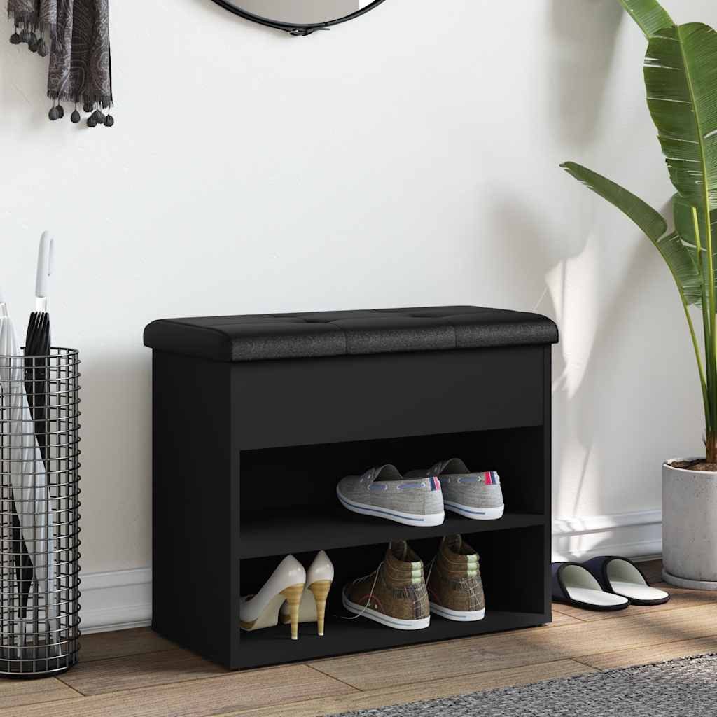 vidaXL Sitzbank Schuhbank Schwarz 62x32x50 cm Holzwerkstoff