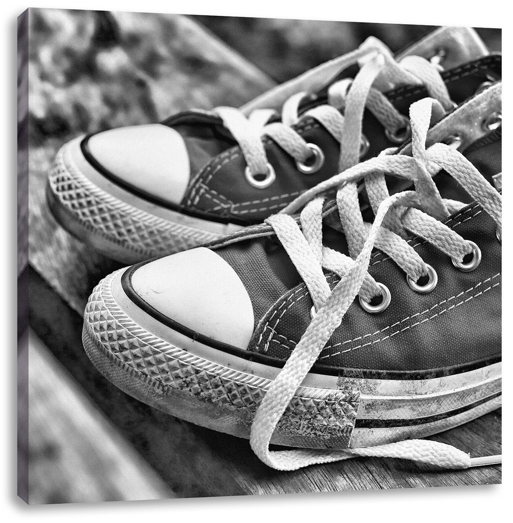Leinwandbild Leinwandbild St), Zackenaufhänger Trendige fertig bespannt, Schuhe Schuhe, Pixxprint (1 inkl. Trendige