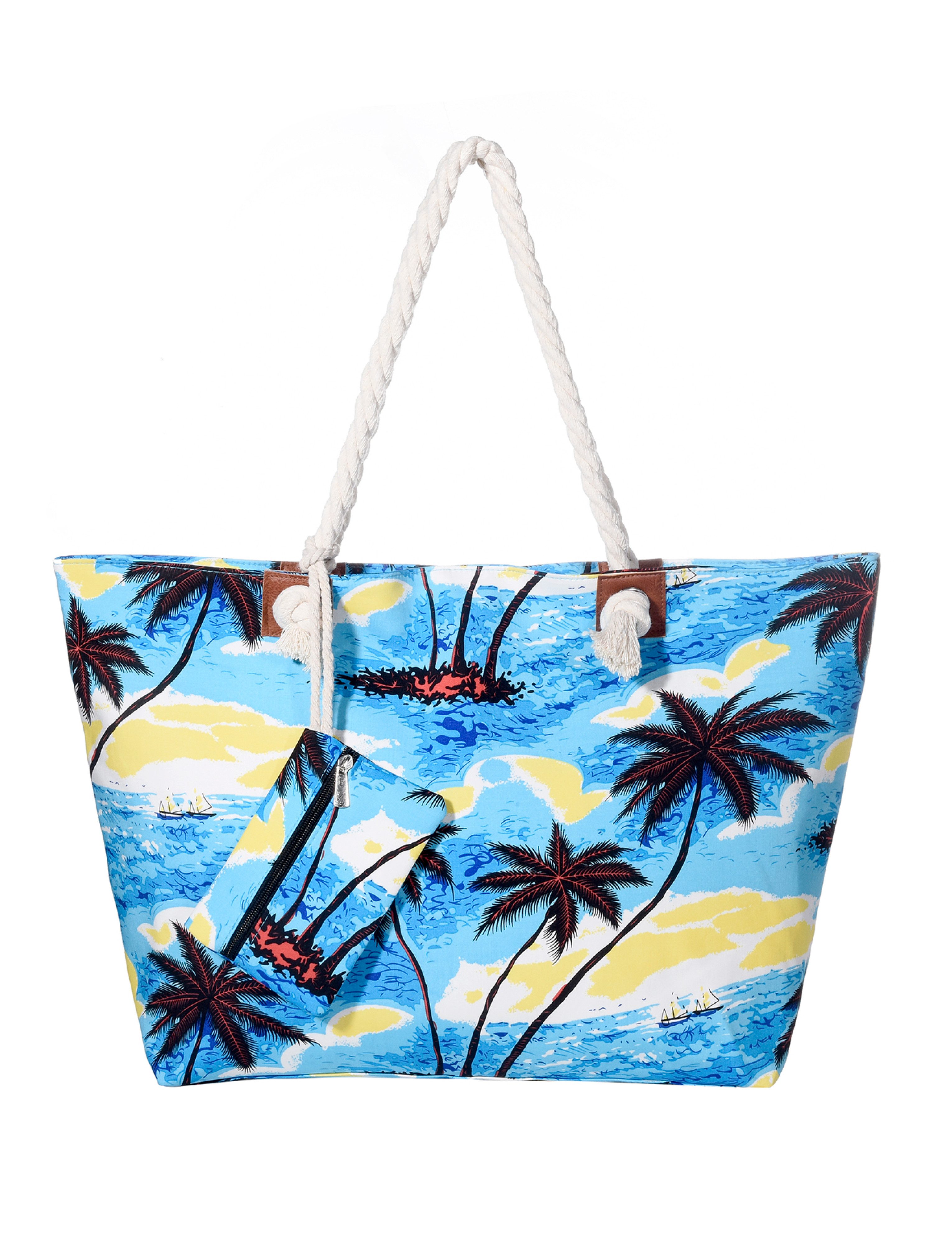 DonDon Strandtasche Shopper wasserabweisende Tasche (2-tlg), Große Strandtasche, mit Reißverschluss, tolle Motive
