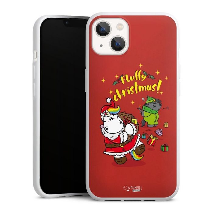DeinDesign Handyhülle Pummeleinhorn Fluffy Christmas Red Apple iPhone 13 Silikon Hülle Bumper Case Handy Schutzhülle