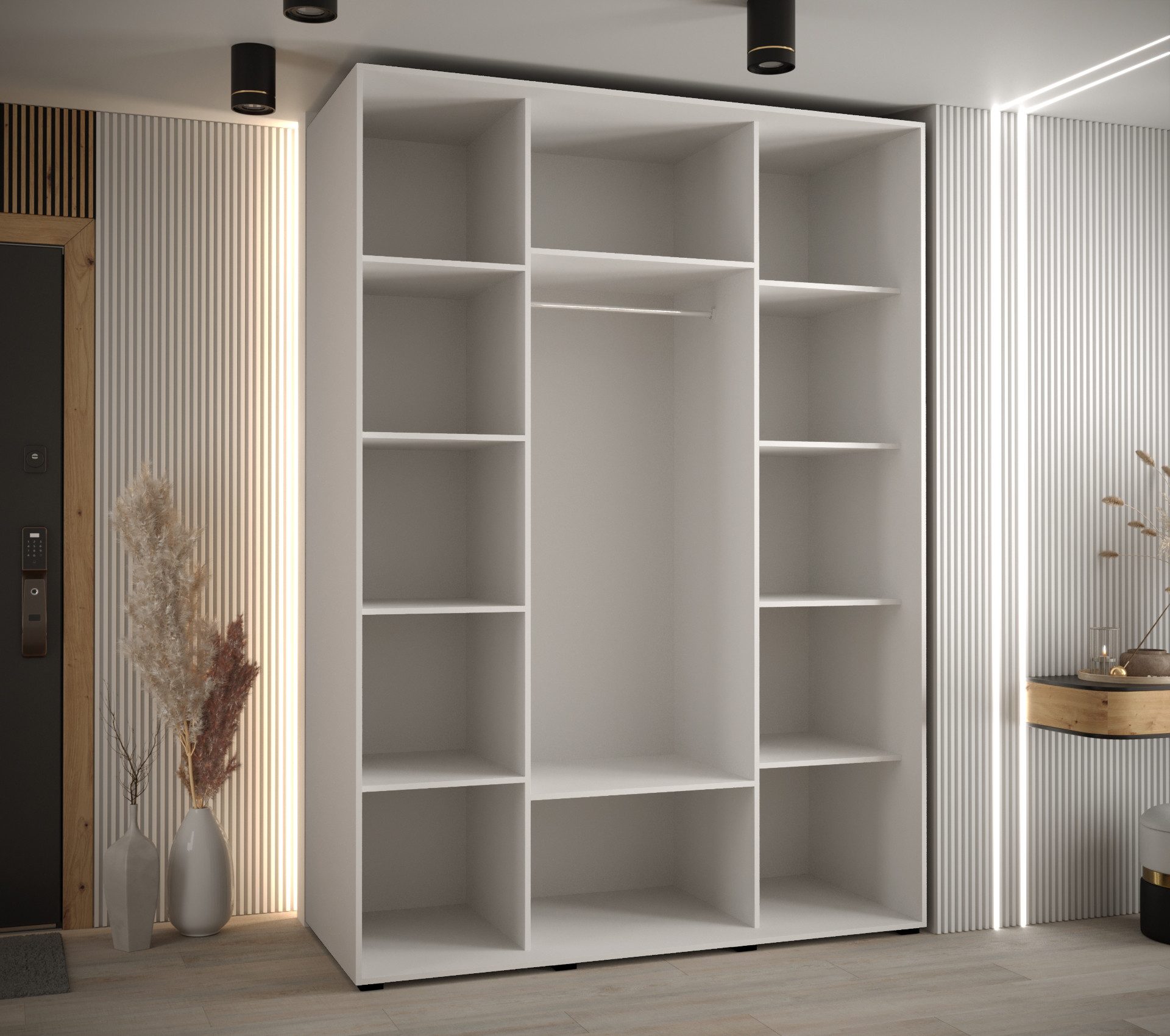 ABIKS MÖBEL Kleiderschrank Davos 4 Schlafzimmerschrank - Schiebetüren, Kleiderstange, Regalen