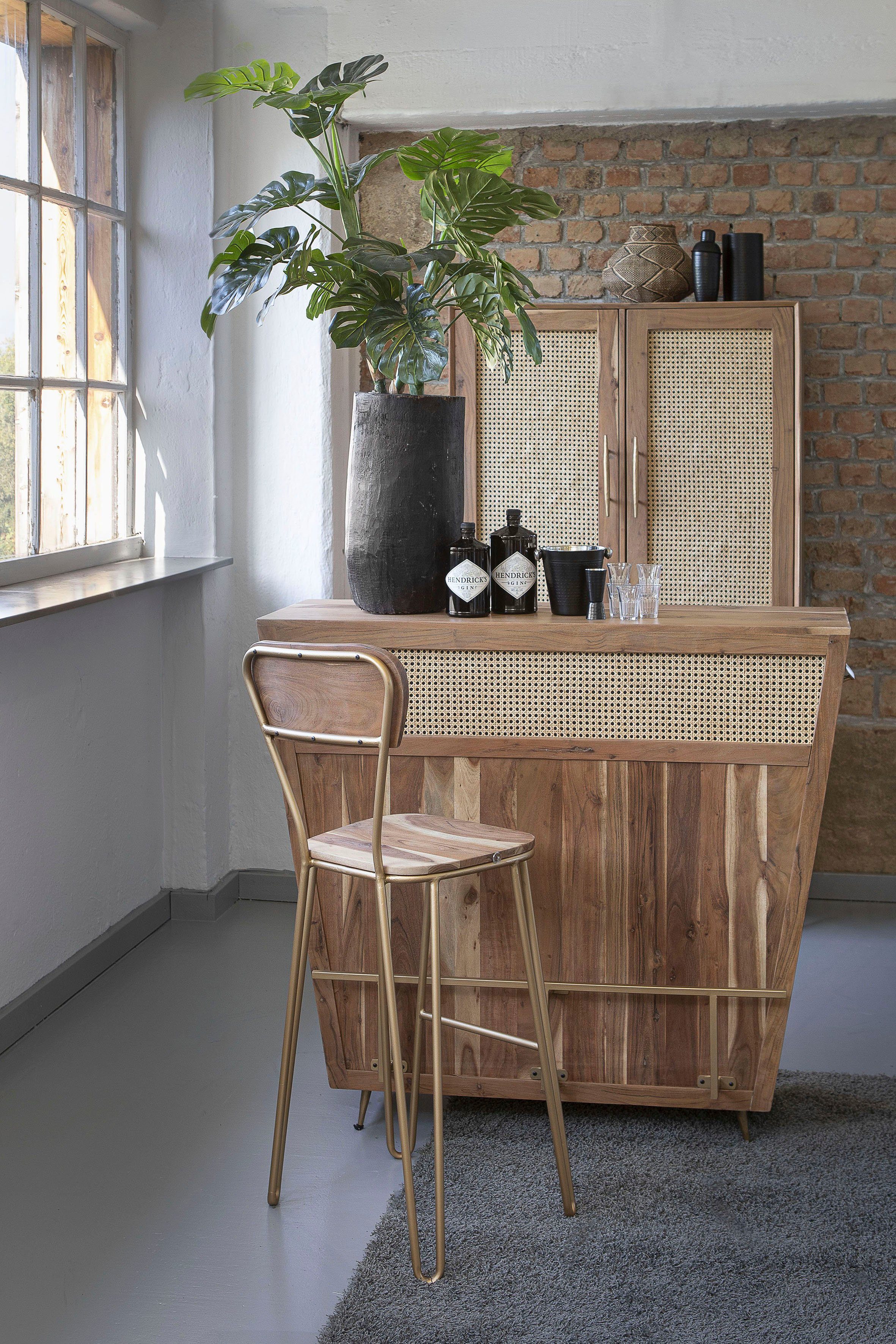 Gutmann Factory Barschrank Bonnie mit Geflecht Rattan in Front der Wiener Geflecht