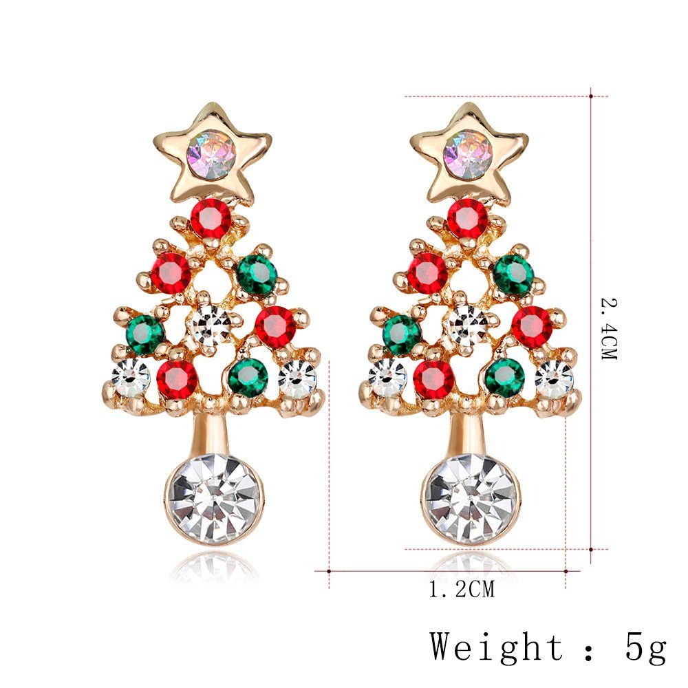 für mit Frauen, POCHUMIDUU Diamanten (2-tlg), Weihnachtsbaum-Ohrringe Paar Ohrringen Ohrhänger und bunten Geschenke Feiertagsfeier