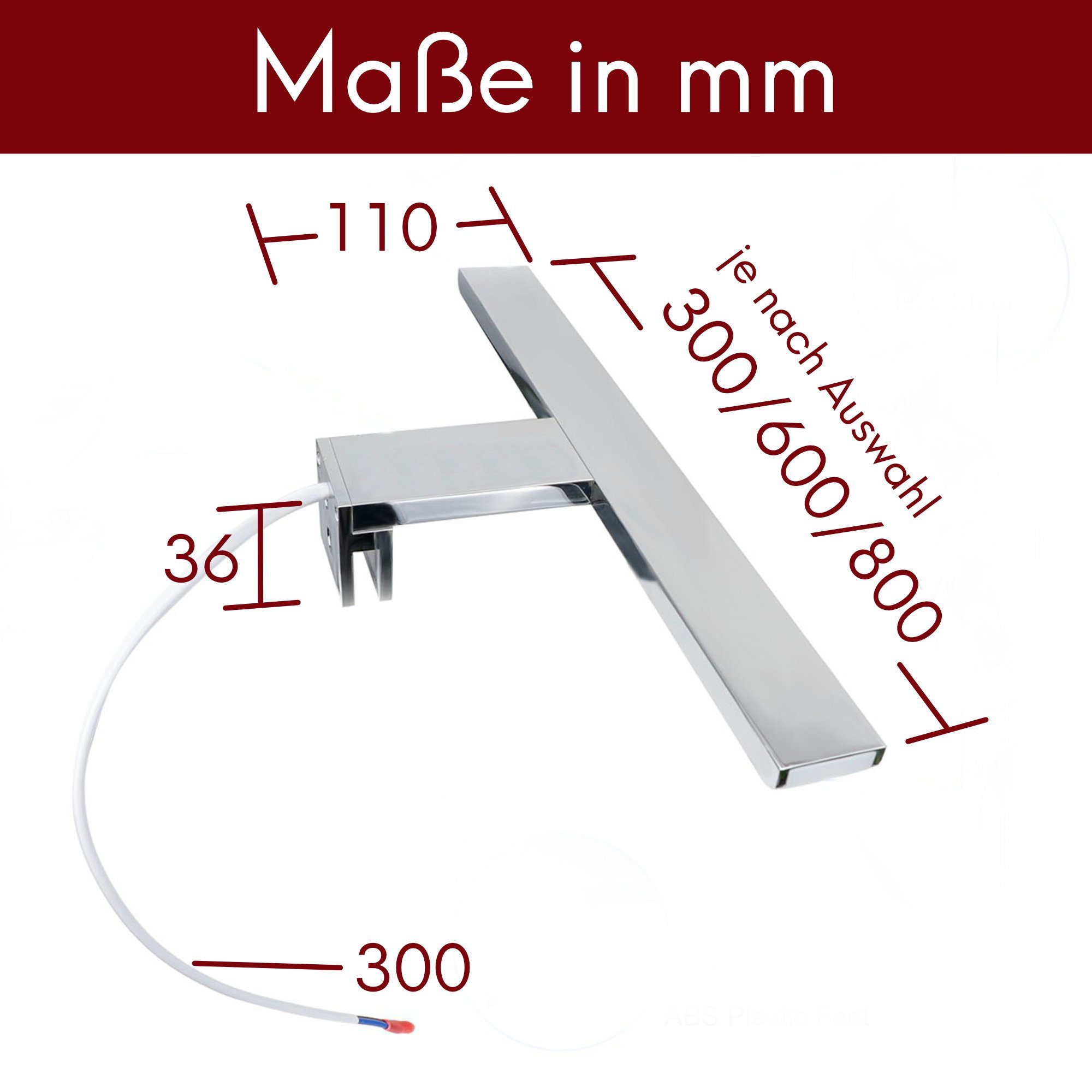 Badleuchte LED Aurinko warmweiß chrom Warmweiss, - Spiegellampe, 230V, kalb 300mm Badlampe Spiegelleuchte