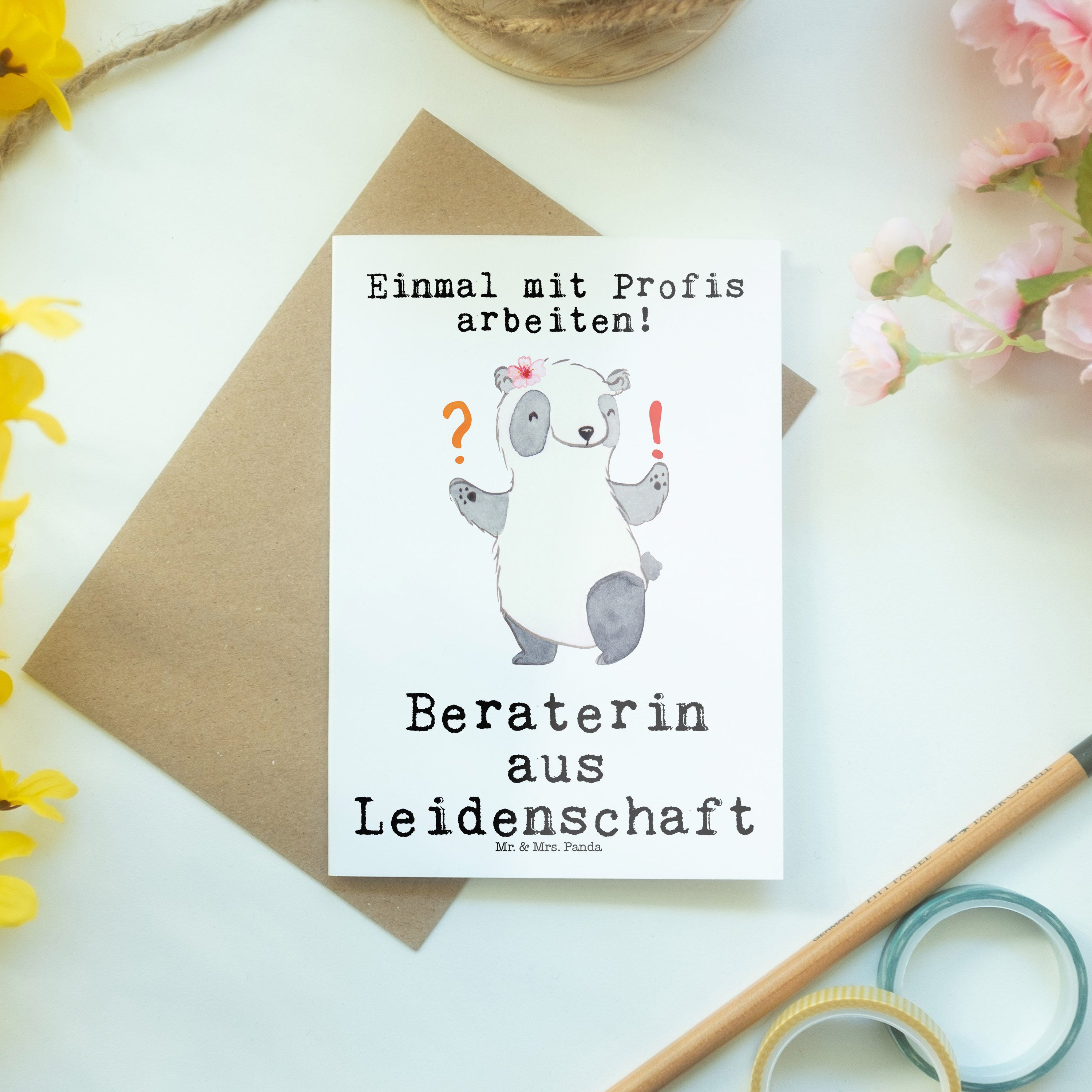 Finanzberaterin, Beraterin Panda Weiß Geschenk, Mrs. Mr. Hochze - Leidenschaft Grußkarte & - aus