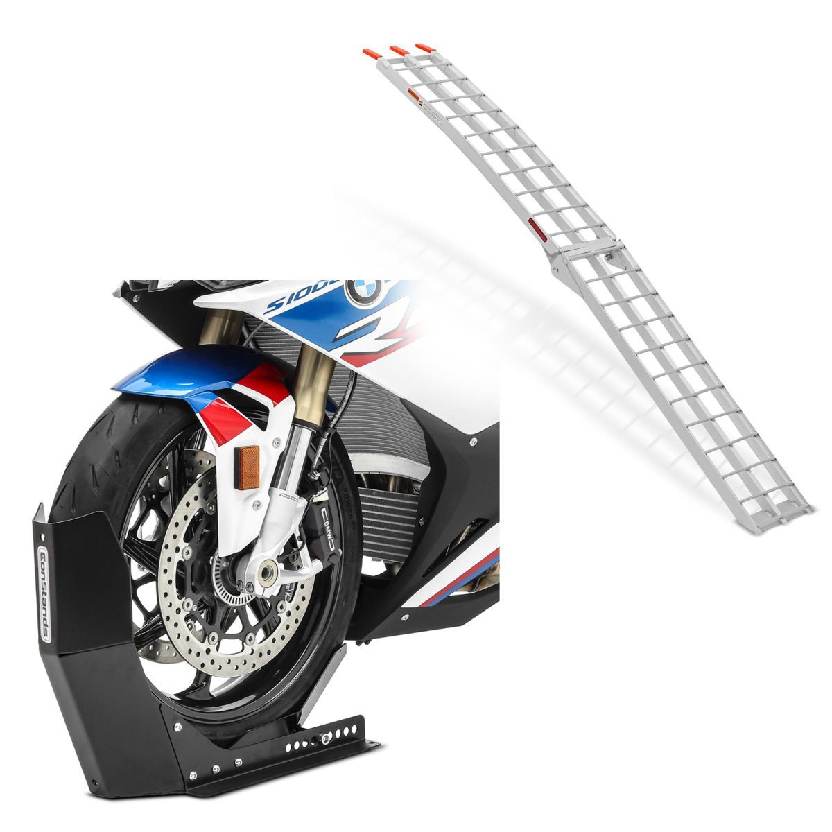 ConStands Auffahrrampe Auffahrrampe + Motorradwippe CF2 für Motocross, Enduro