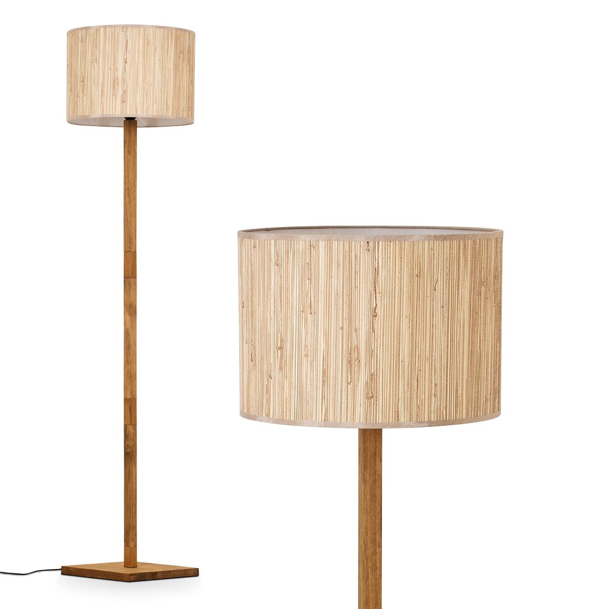 hofstein Stehlampe Stehlampe skandinavisches Design aus Holz/Seegras in Nat günstig online kaufen