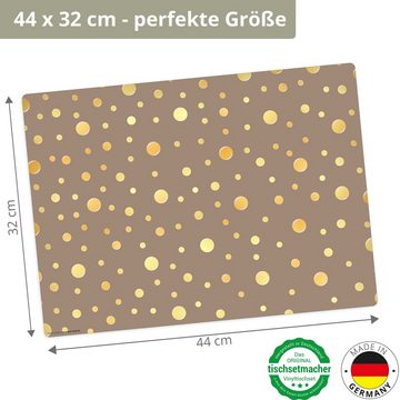 Platzset, Tischset, Platzset abwaschbar - Gelbe Punkte, Tischsetmacher, (aus erstklassigem Vinyl, 4-St., 44 x 32 cm / gold), Made in Germany