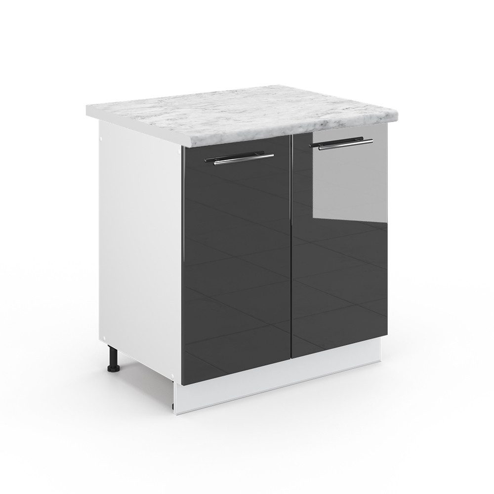 Vicco Spülenunterschrank Fame-Line Anthrazit Hochglanz/Weiß 80 cm AP Eiche günstig online kaufen