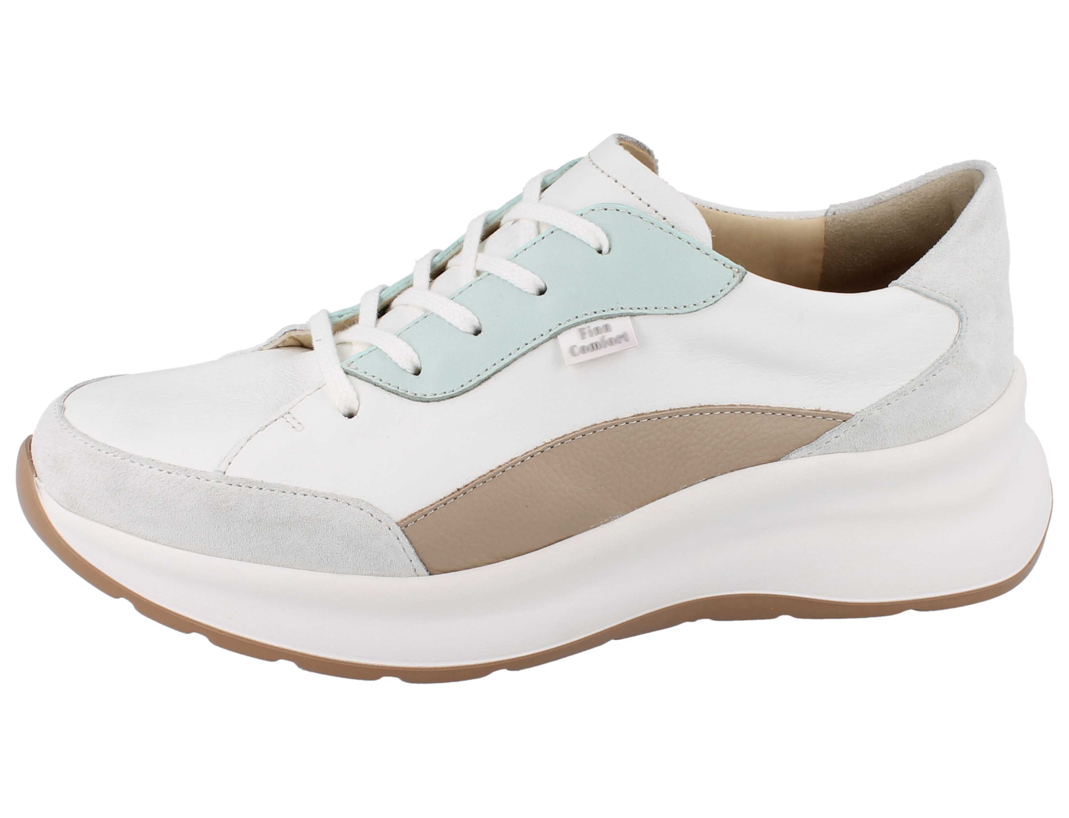 Finn Comfort FINN COMFORT Savona Damen Halbschuhe weiss sesame mint Leder - Größe: Schnürschuh Wechselfußbett