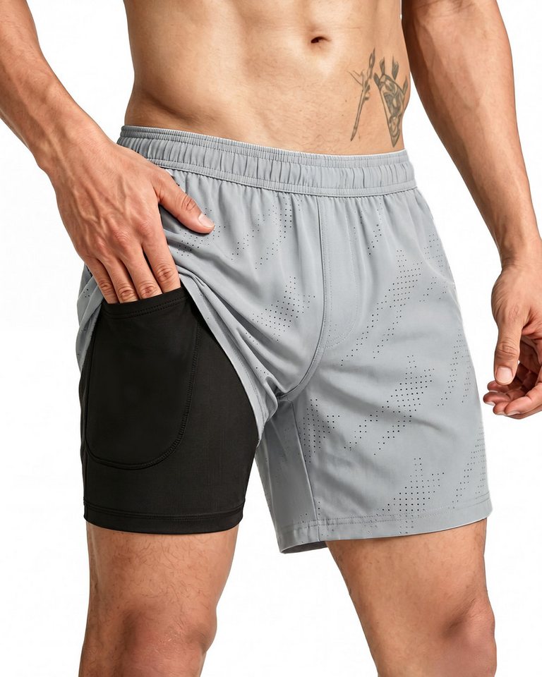 MaaMgic Laufshorts Herren 2-in-1 atmungsaktiv Trainingsshorts Stretch kurz Sporthose (1-tlg)