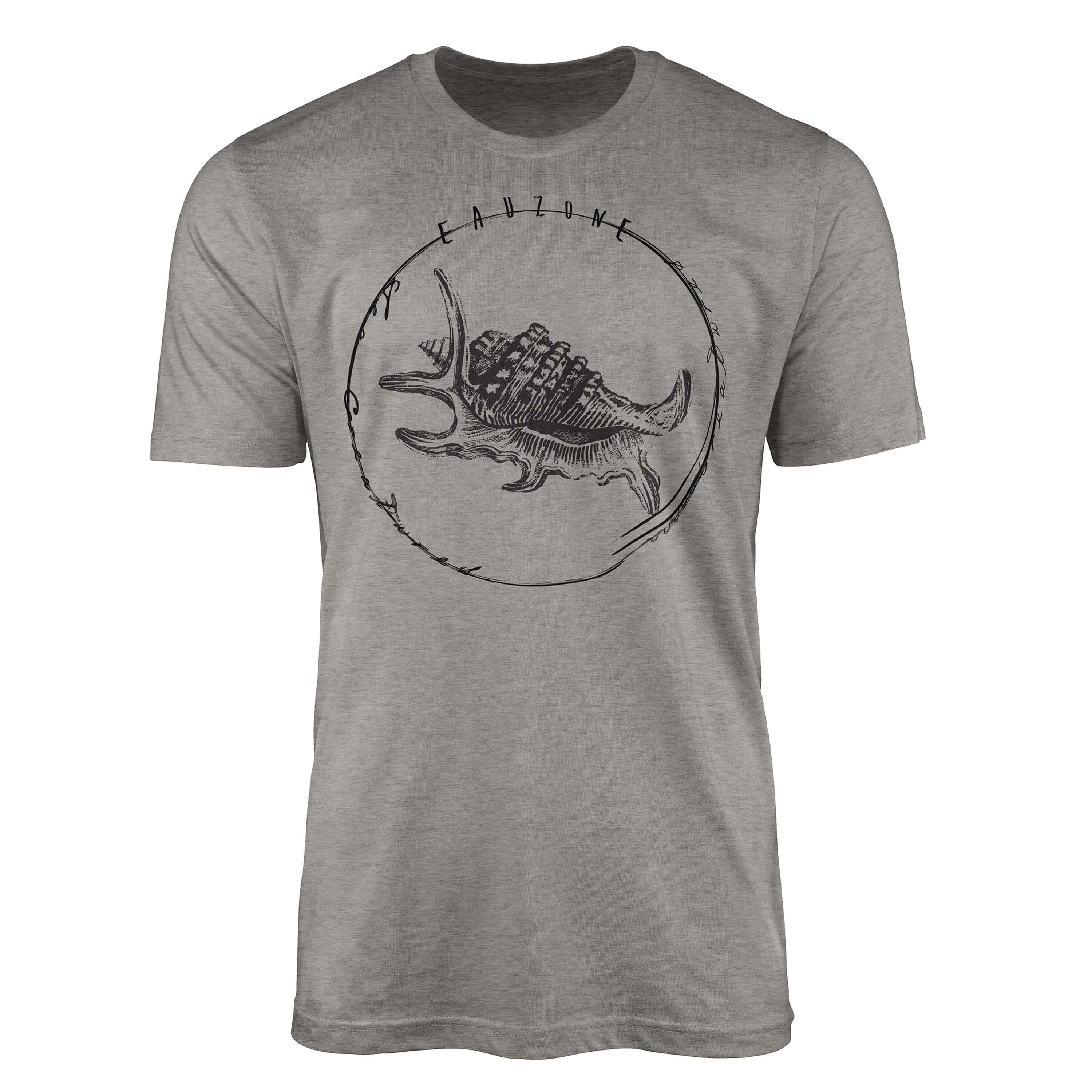 Sinus Art T-Shirt T-Shirt Tiefsee Fische - Serie: Sea Creatures, feine Struktur und sportlicher Schnitt / Sea 068 Ash