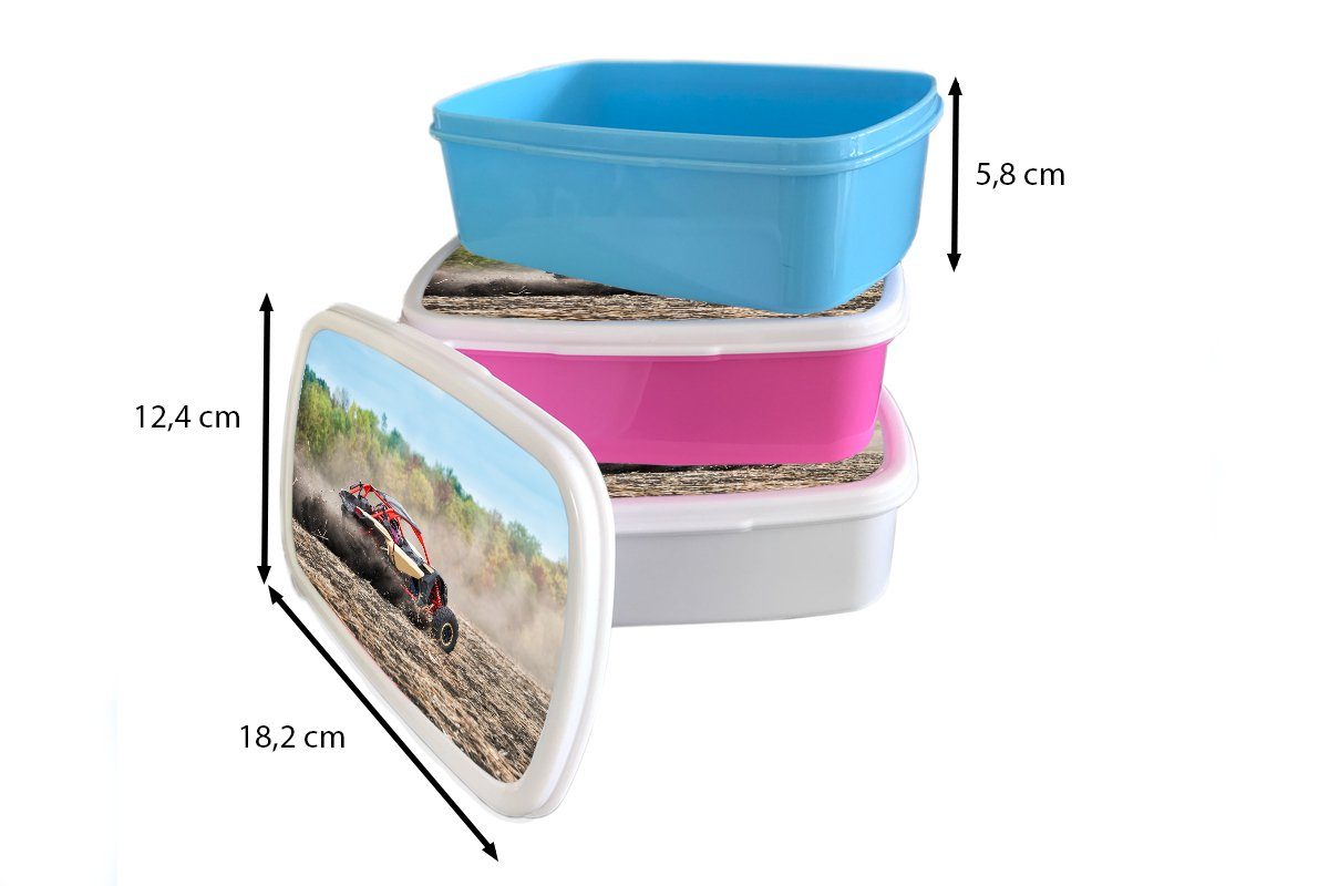 MuchoWow Lunchbox Quad - (2-tlg), Kunststoff, Snackbox, Kunststoff rosa - Brotbox Mädchen, Kinder, Sand, für Brotdose Rennen Erwachsene