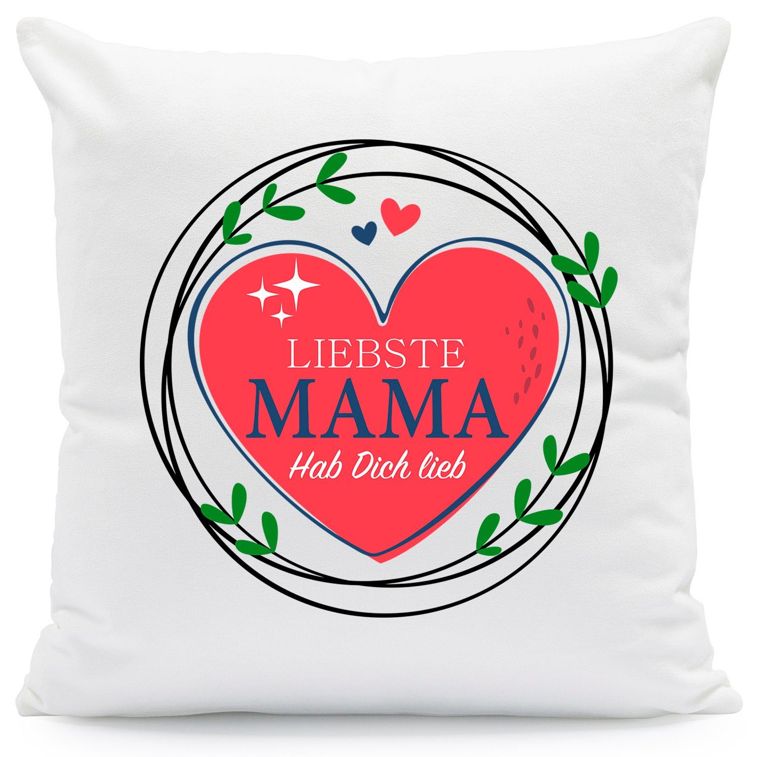 GRAVURZEILE Zierkissen mit Spruch - Liebste Mama Hab Dich lieb - Geschenk zu Muttertag -, starke Farben ohne verblassen, Maschinenwäsche geeignet - mit Füllung