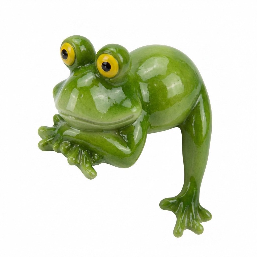 Figuren-Discounter Dekofigur Kantenhocker Frosch liegend – Dekofigur aus Polyresin für Garten (1 St., Kantenhocker Frosch Liegend)