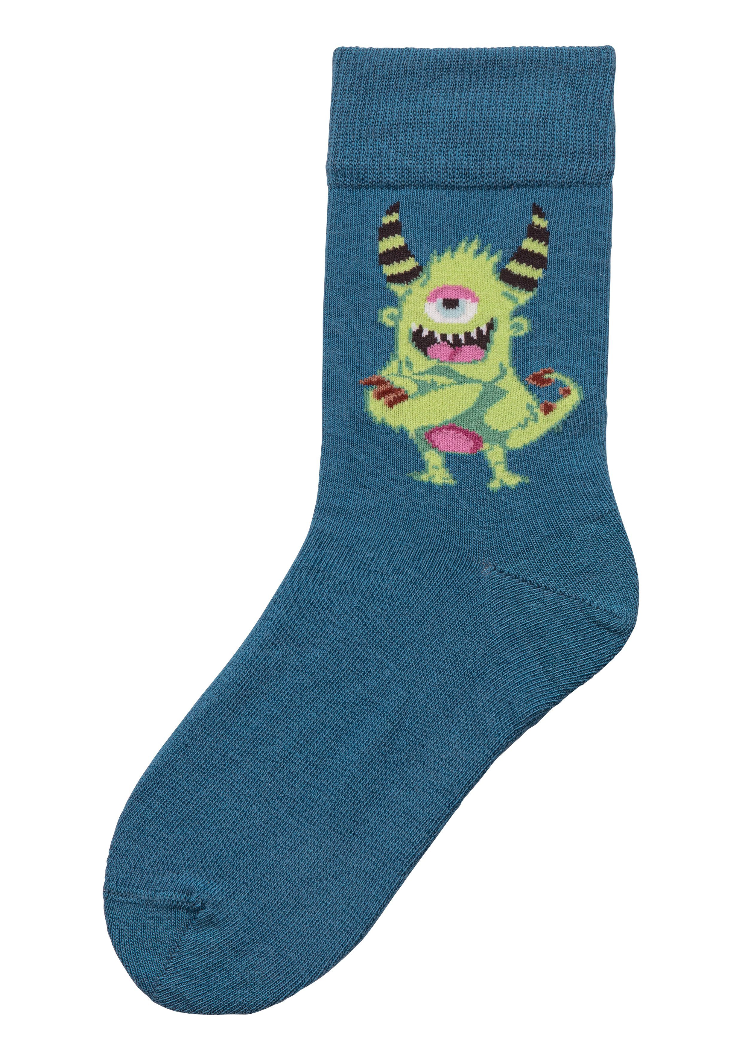 H.I.S Freizeitsocken (5-Paar) mit lustigen Monstermotiven