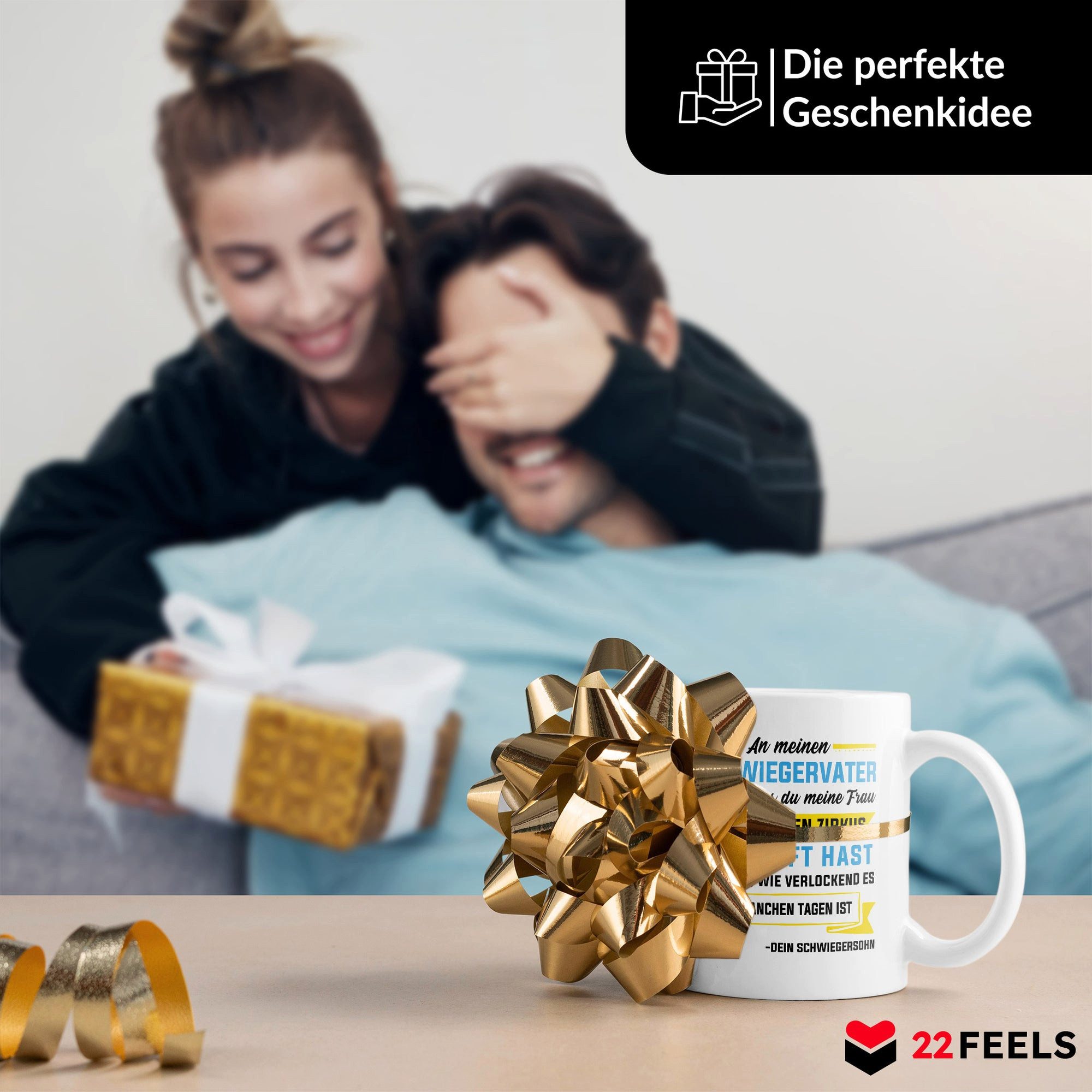 22Feels Tasse Schwiegerpapa Geschenk von Schwiegersohn Schwiegervater Hochzeit, Keramik, Made in Germany, Spülmaschinenfest
