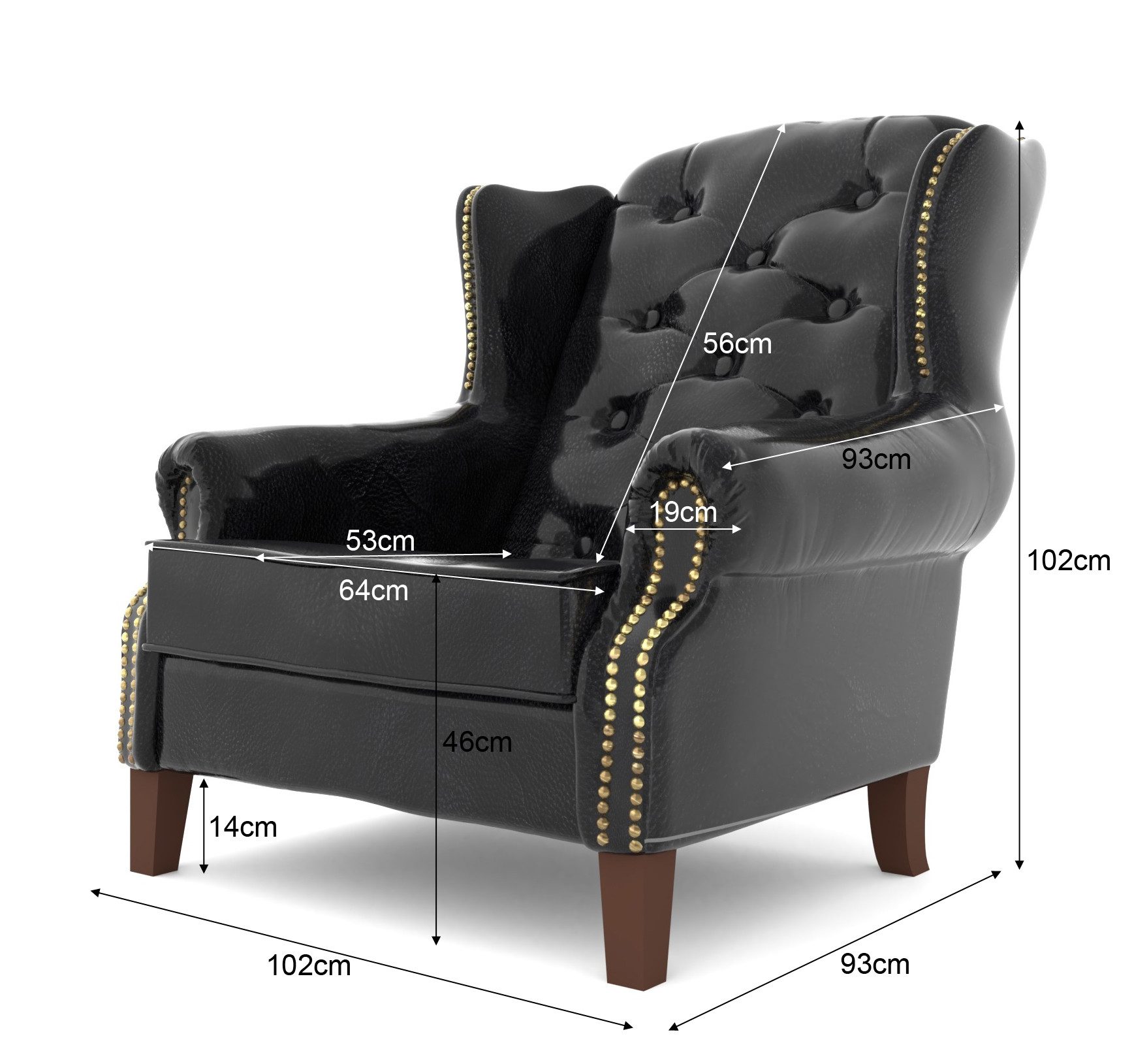 S-Style Möbel Ohrensessel Chesterfield Mario mit Steppung und Holzfüßen aus Luxusmicrofaser, Vintageoptik