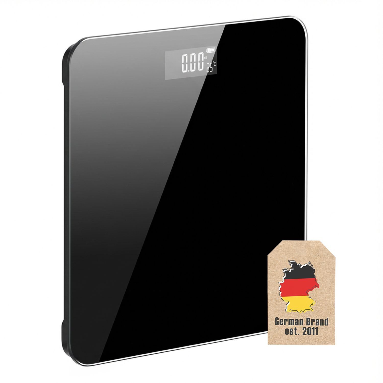 Intirilife Personenwaage, 1-tlg., Badezimmerwaage Körperwaage Schwarz 26 x 26 cm