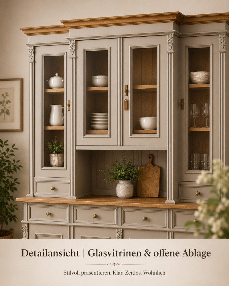 Wohnpalast Buffet Premium Buffetschrank Landhaus Massivholz mit Türen und Schubladen