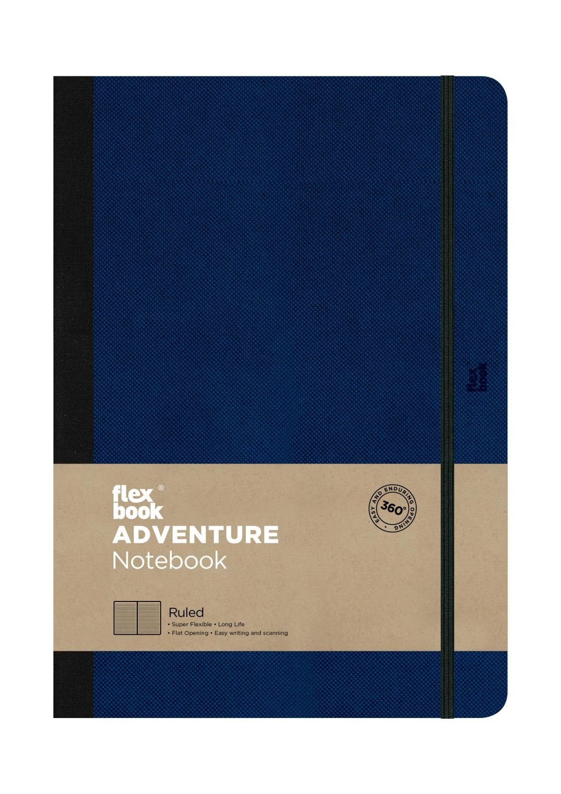 Flexbook Notizbuch Adventure Notizbuch liniert Gummizug Royalblue 3 Kunstleder Farben, 17*24 cm Flexbook 5