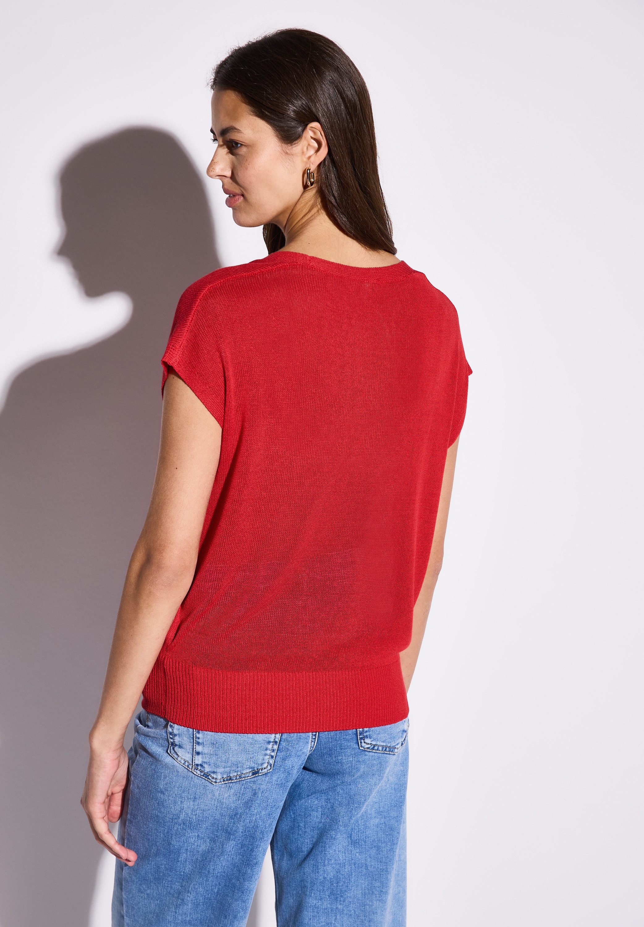 STREET ONE Strickpullover mit abgerundetem V-Ausschnitt