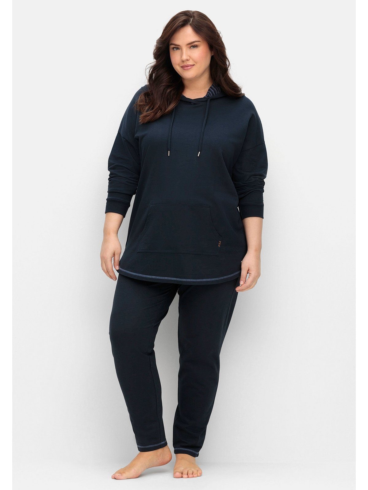 Sheego Kapuzensweatshirt Große Größen in Kontrastdetails mit Oversizedform
