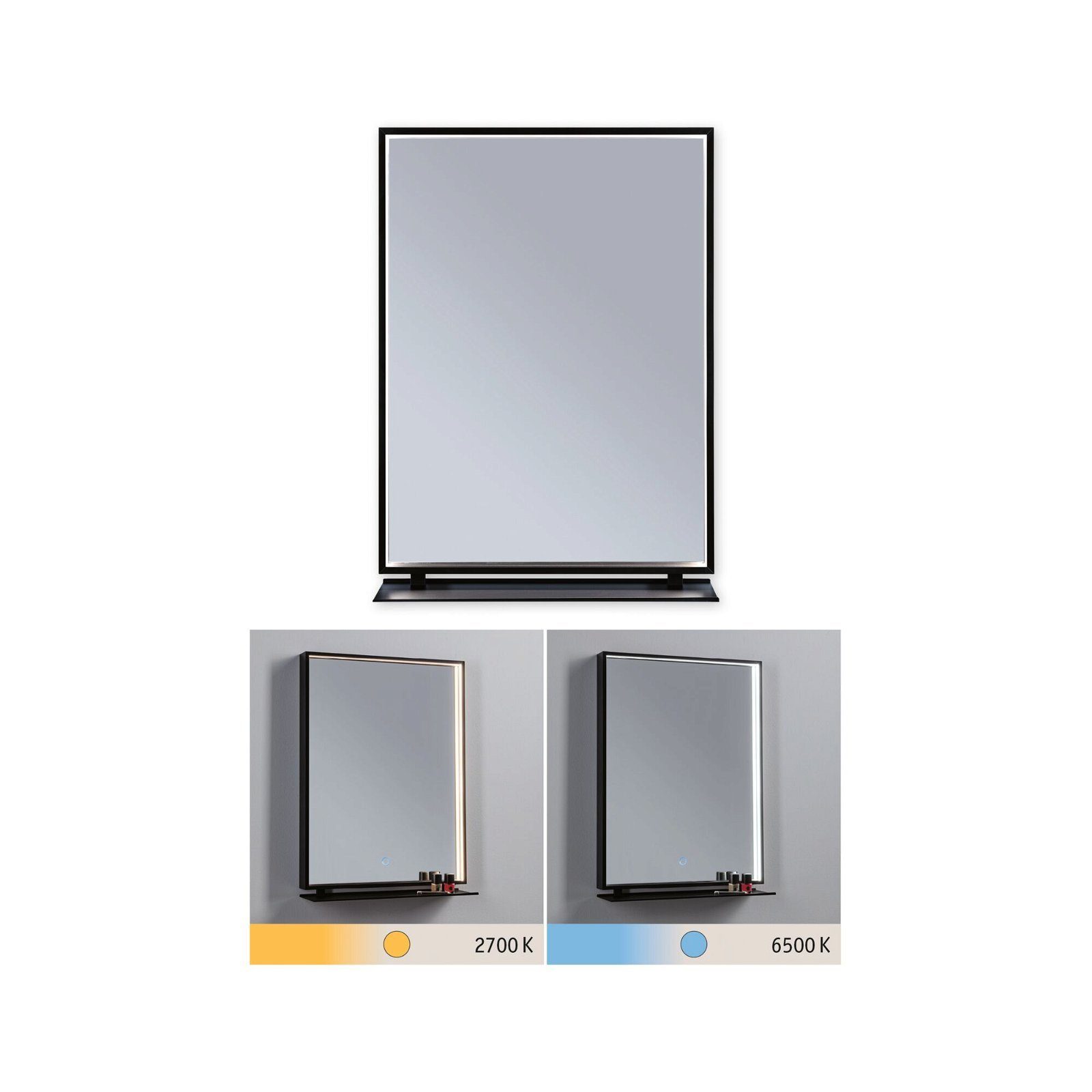 Paulmann LED Wandleuchte Spiegel 11W Spiegel LED eckig integriert, 450x600 Miro Tageslichtweiß, 230V, fest IP44 TunableWhite