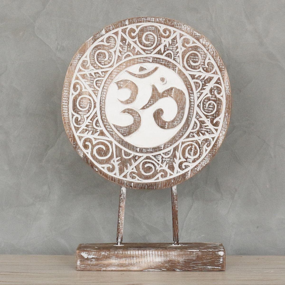 St), "Aum" Dekofigur Galerie Skulptur Om Ursprungsland Handarbeit Herstellung im cm Sockel auf Mandala traditionelle in Symbol 40 Oriental (1