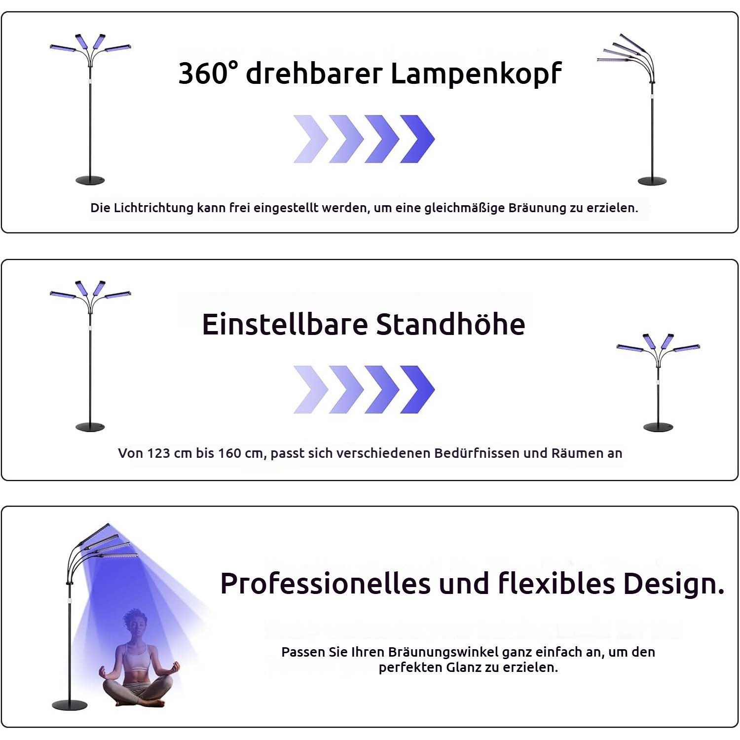 VIVIHEYDAY Gesichtssolarium Solarium Für Zuhause,460NM&490NM Bräunungslampe, 35W Blaues Licht Bräunungslicht Solarium, für Den Heimgebrauch Gesicht Und Körper, Gesichtsbräuner Solarium mit 420 Stück LEDs
