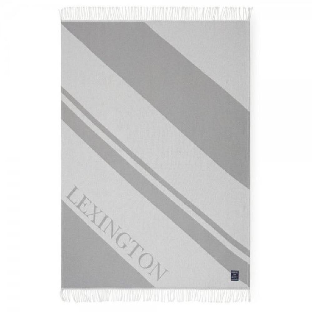 Wohndecke LEXINGTON Decke Logo Recycled Cotton Gray White (130x170)
