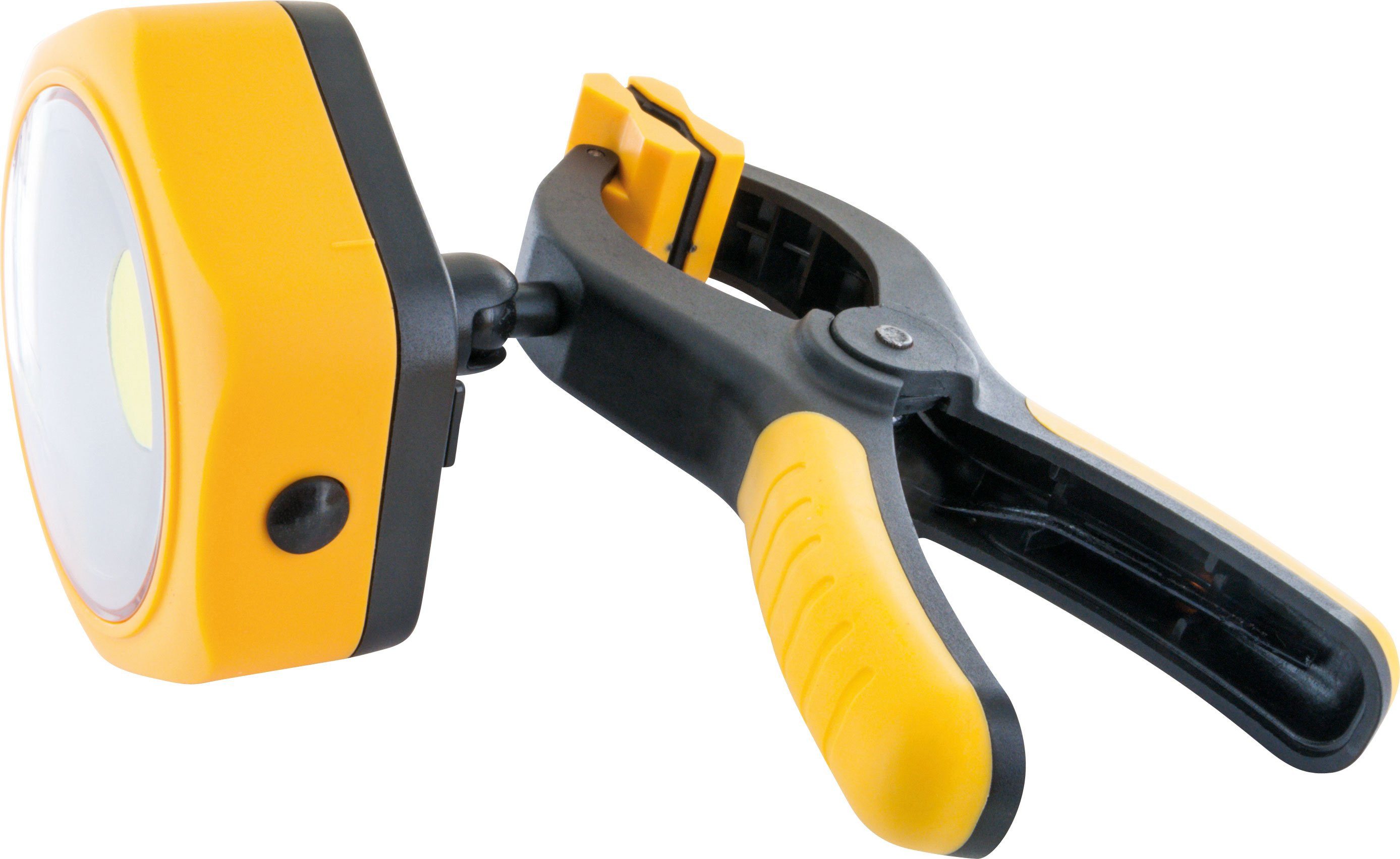 Schwaiger LED Arbeitsleuchte WLK250, mit und ohne Klammer verwendbar, magnetisch, gummierte Klammer zur rutschfesten Fixierung, rotierbares Kugelgelenk, COB-LED, Weiß, rotierbares Kugelgelenk, abnehmbare Lampe