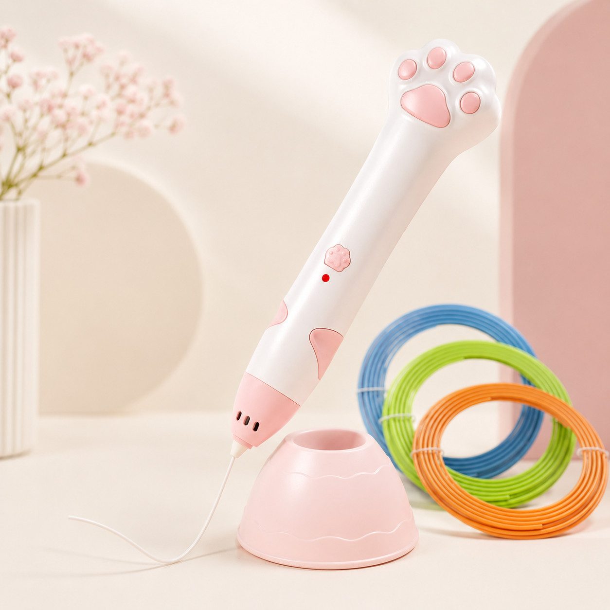Fyrove 3D-Drucker 3D-Drucker-Stift 3D-Druckstift mit Sockel Keramik-Düse160-235°C, 3 von PLA-Filament, Kindergeschenk Diy Set 3D Stifte für Kinder