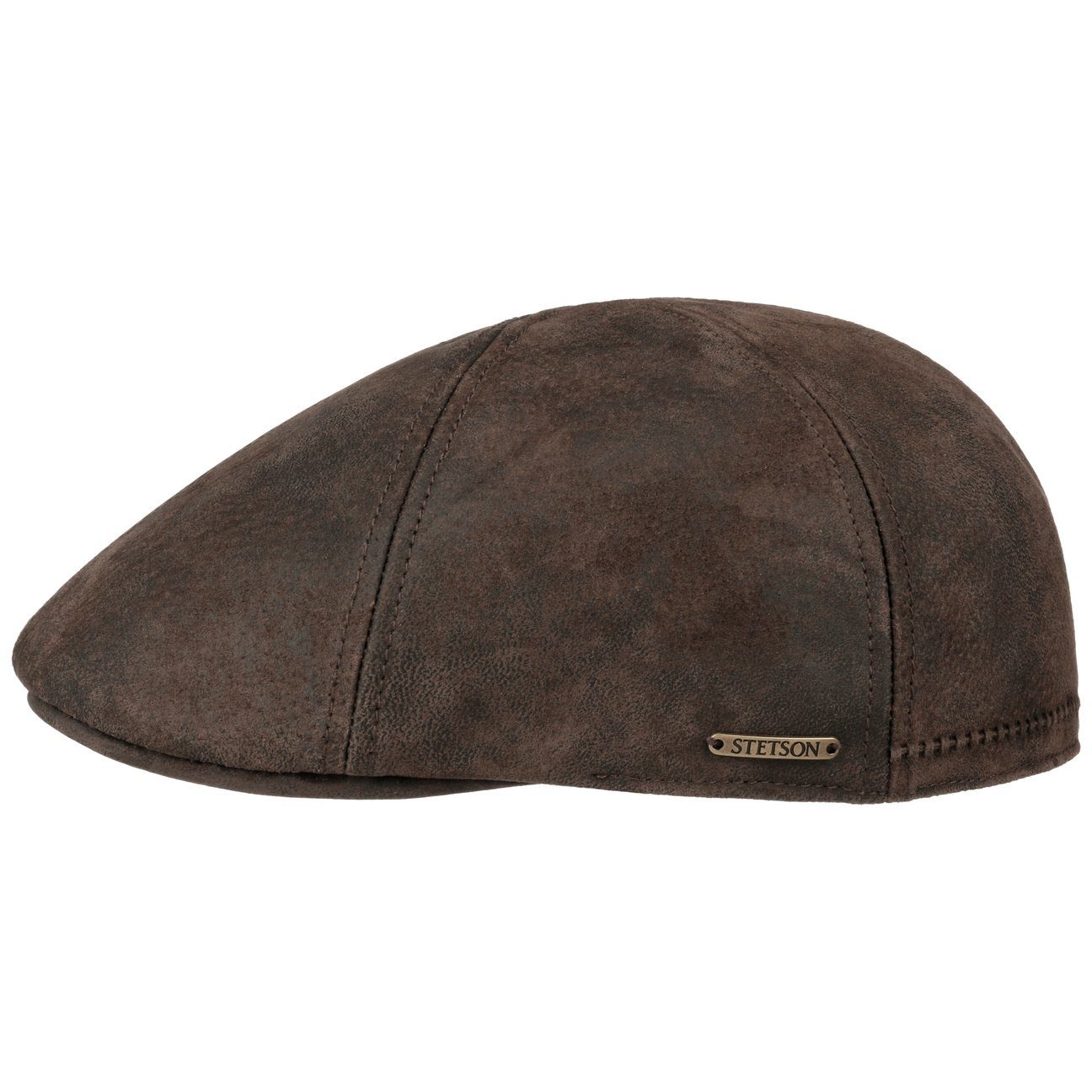 Stetson Flat Cap (1-St) Ledercap mit Schirm dunkelbraun