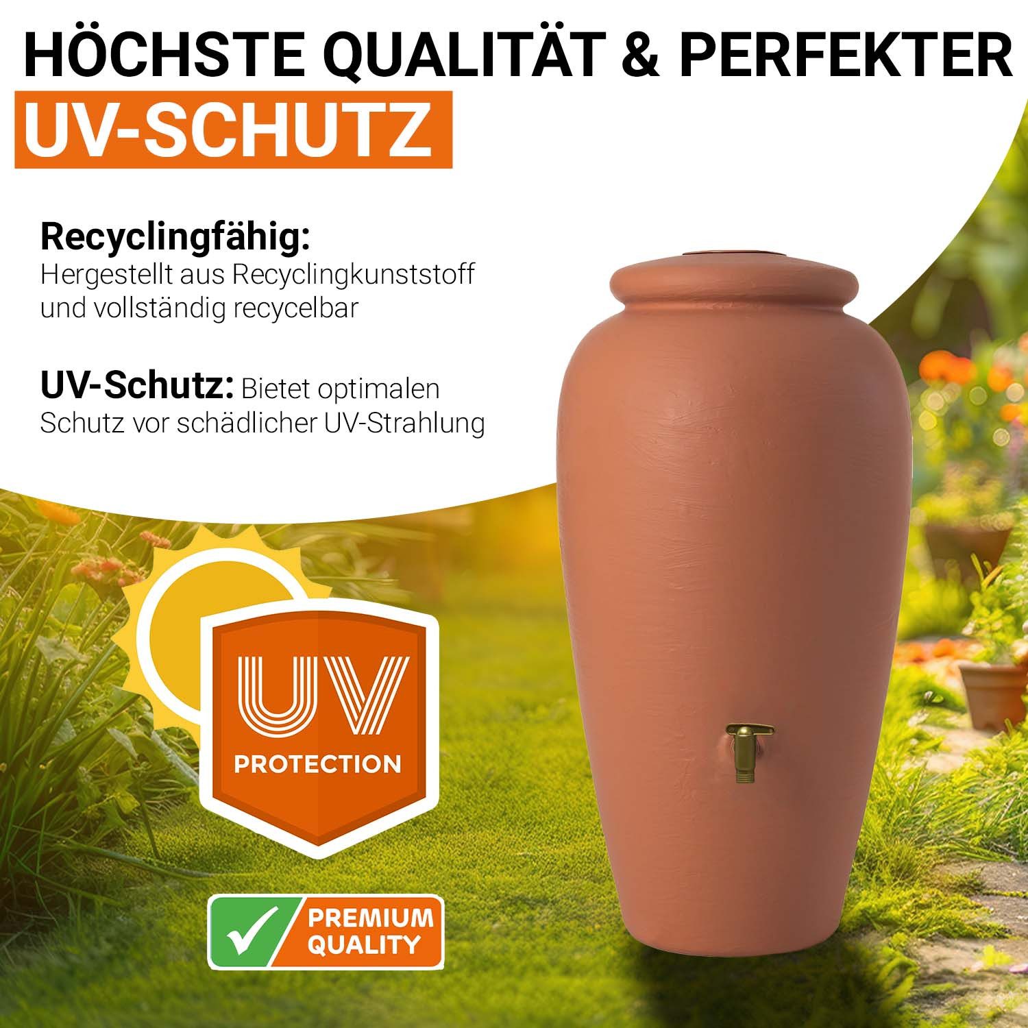 GARANTIA Regentonne Amphore Regentonnen Komplett-Set 240 L terrakotta, 240 l