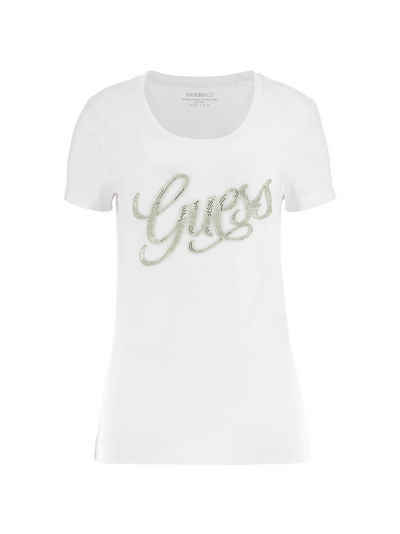 Guess T-Shirt Damen T-Shirt SCRIPT TEE Slim Fit (1-tlg)