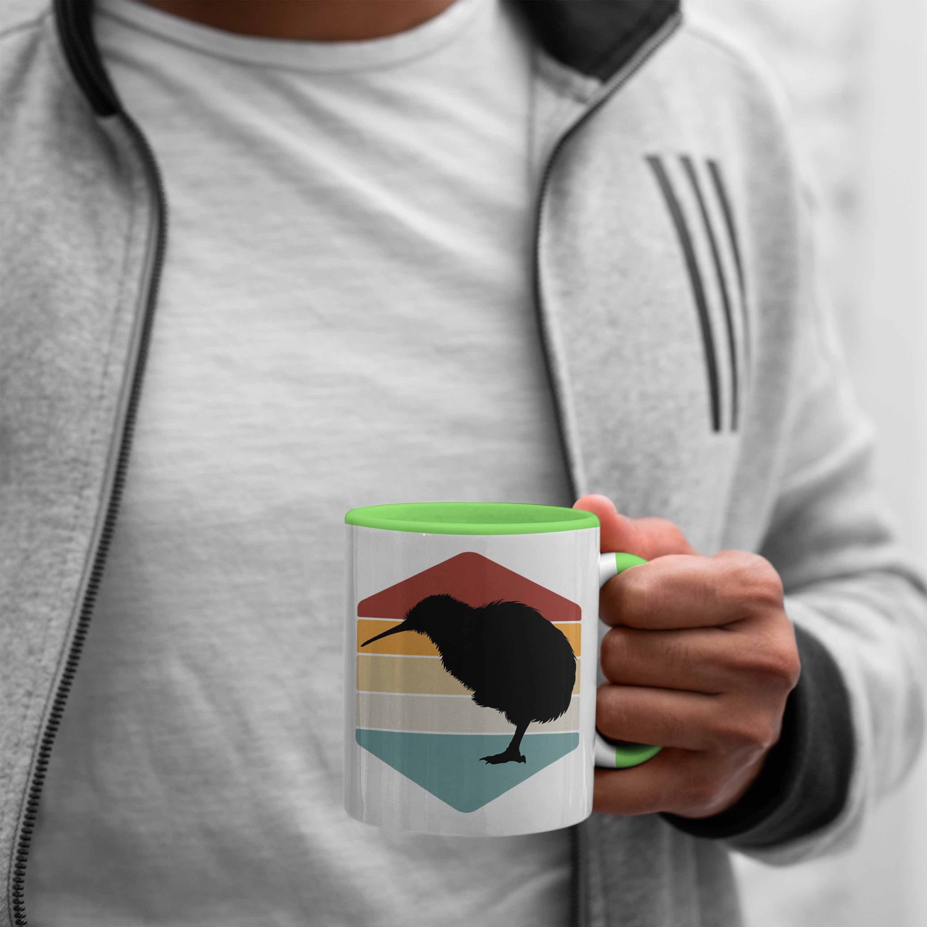 Geschenkid Neuseeland Geschenk Tasse Auslandsjahr Grün Kiwi Trendation Tasse Newzeeland Tier