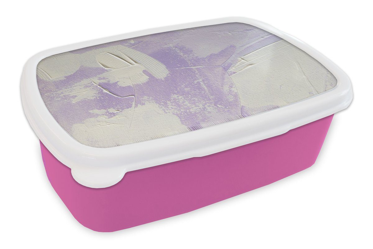 MuchoWow Lunchbox Abstrakt - Malerei - Design, Kunststoff, (2-tlg), Brotbox für Erwachsene, Brotdose Kinder, Snackbox, Mädchen, Kunststoff rosa
