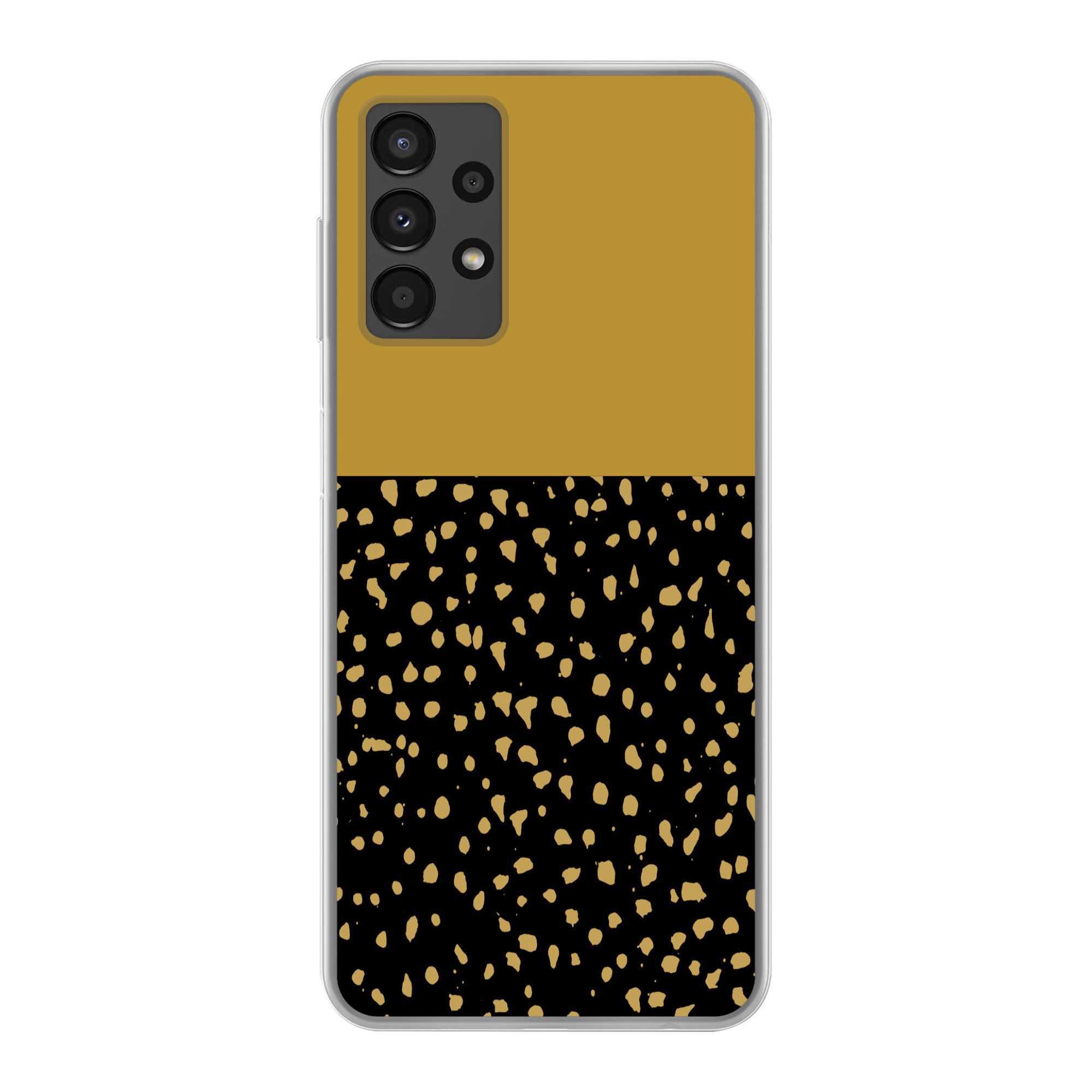 MuchoWow Handyhülle für Samsung Galaxy A13 4G Polka dots - Ockergelb - Schwarz, Smartphone-Bumper, Print, Handy Schutzhülle Dünn