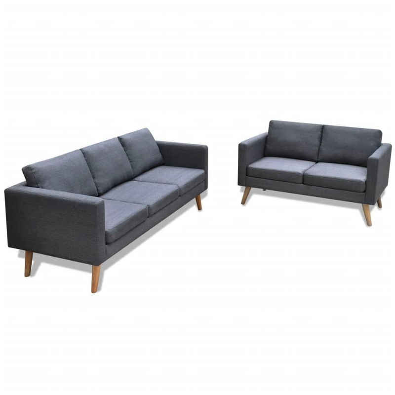 vidaXL Sofa Sofa Set 2-Sitzer und 3-Sitzer Stoff Dunkelgrau