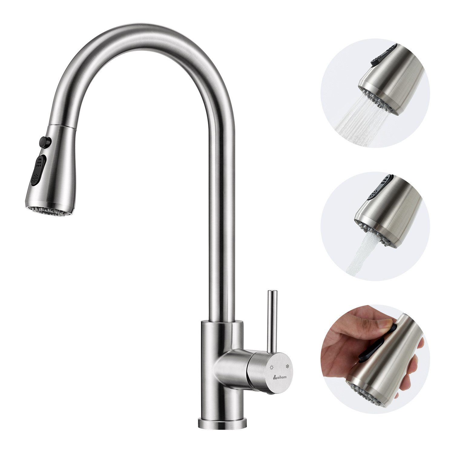 HOMELODY Küchenarmatur Hochdruck Wasserhahn Küche 360° Küchenarmatur mit Au günstig online kaufen