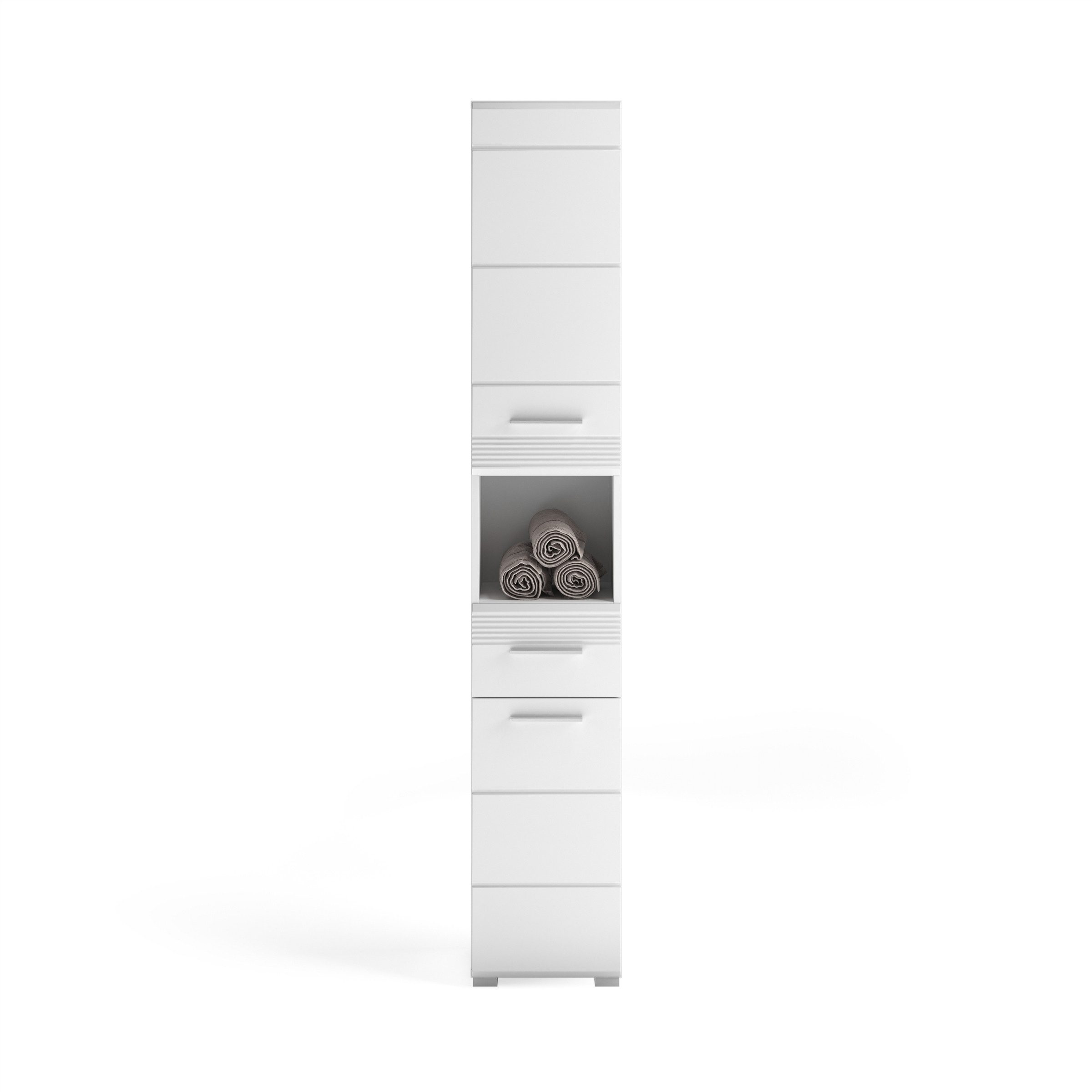 xonox.home Hochschrank in Weiß Hochglanz - 30x182x31cm (BxHxT)