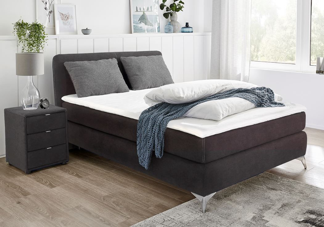 Jockenhöfer Gruppe Boxspringbett ELFIE inkl. Bonnell- oder TTFK-Matratze H2-H4, mit 6 cm Topper, Luxus-Microfaser-Bezug, 90/140/180 cm x 200 cm