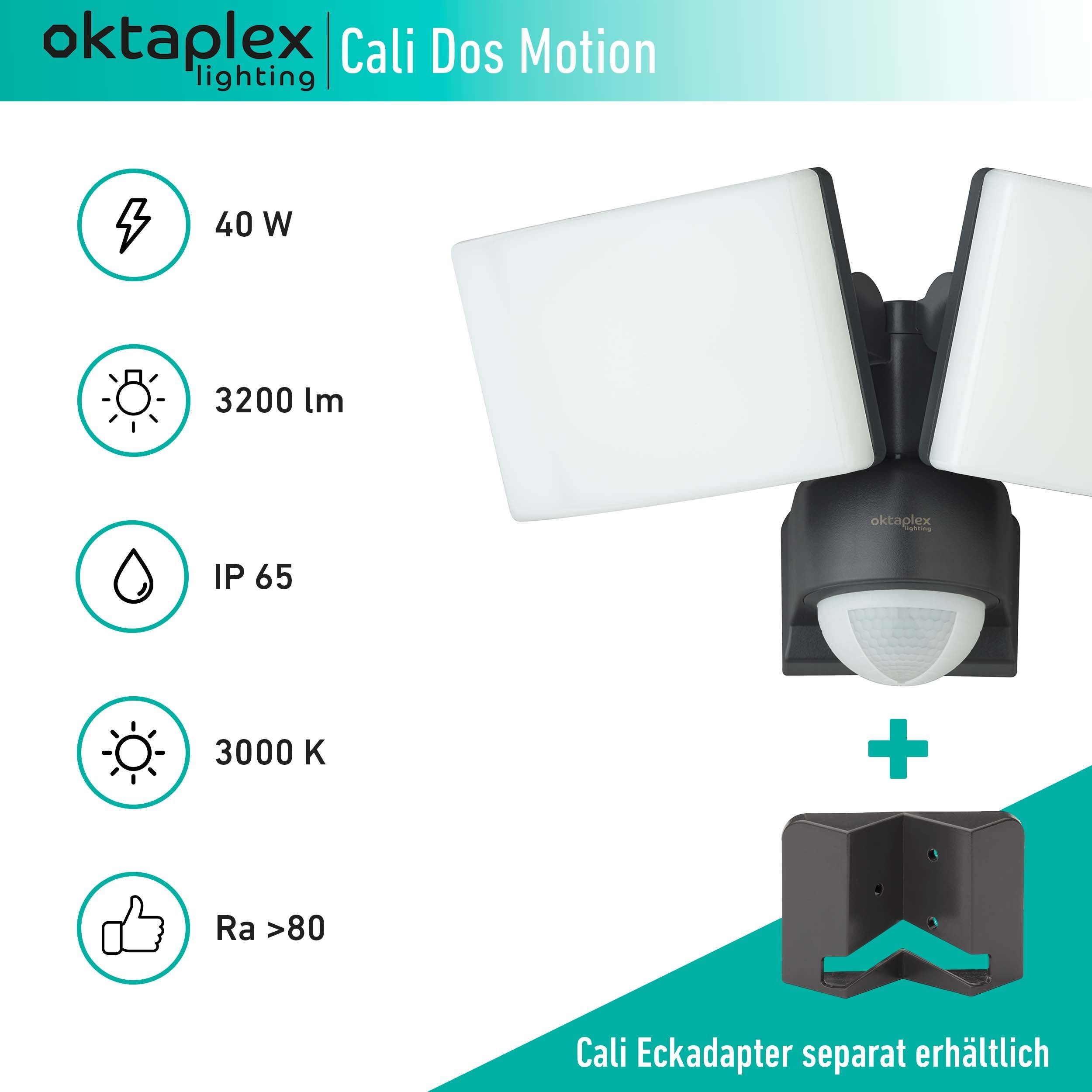 Oktaplex LED Außenstrahler mit Sensor Cali Dos Schwenkbar IP65 Warmweiß mit günstig online kaufen