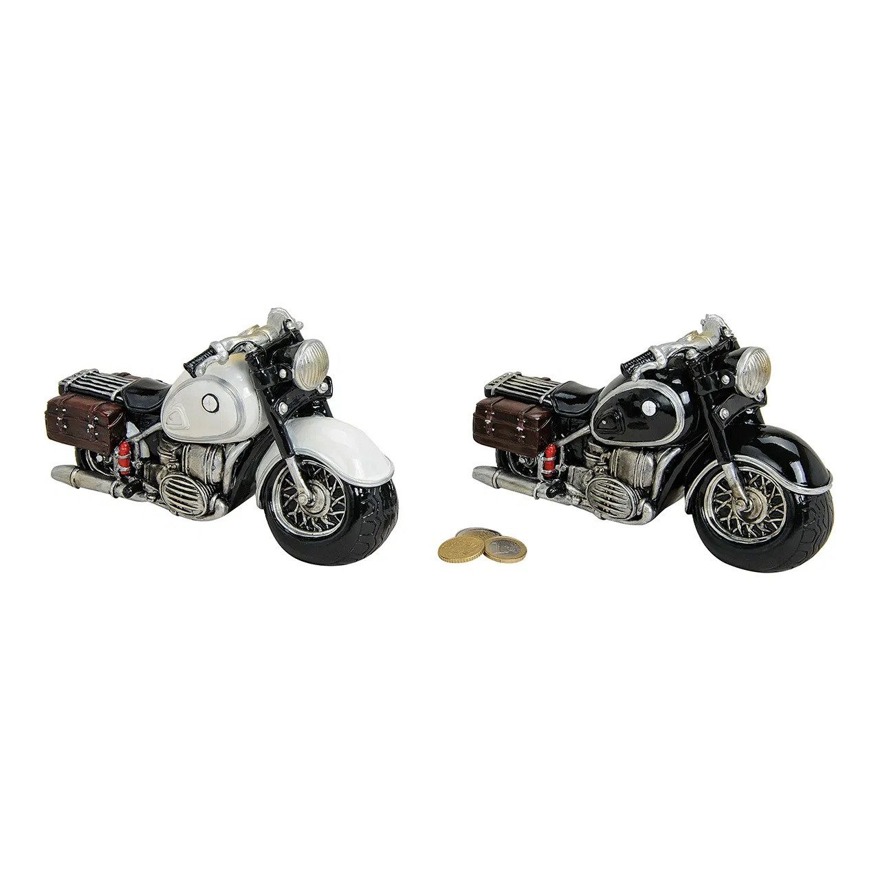 Wurm Spardose Spardose Motorrad Poly B20 x T9 x H11 cm 2-fach sortiert schwarz/weiß