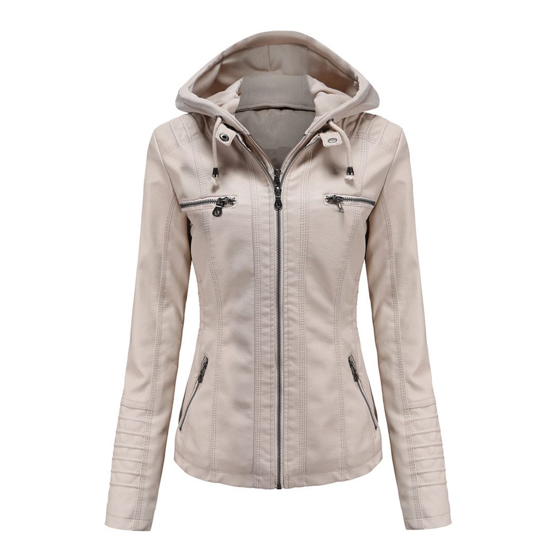 AFAZ New Trading UG Lederjacke Damenjacke aus gewaschenem Leder für Frühling und Herbst